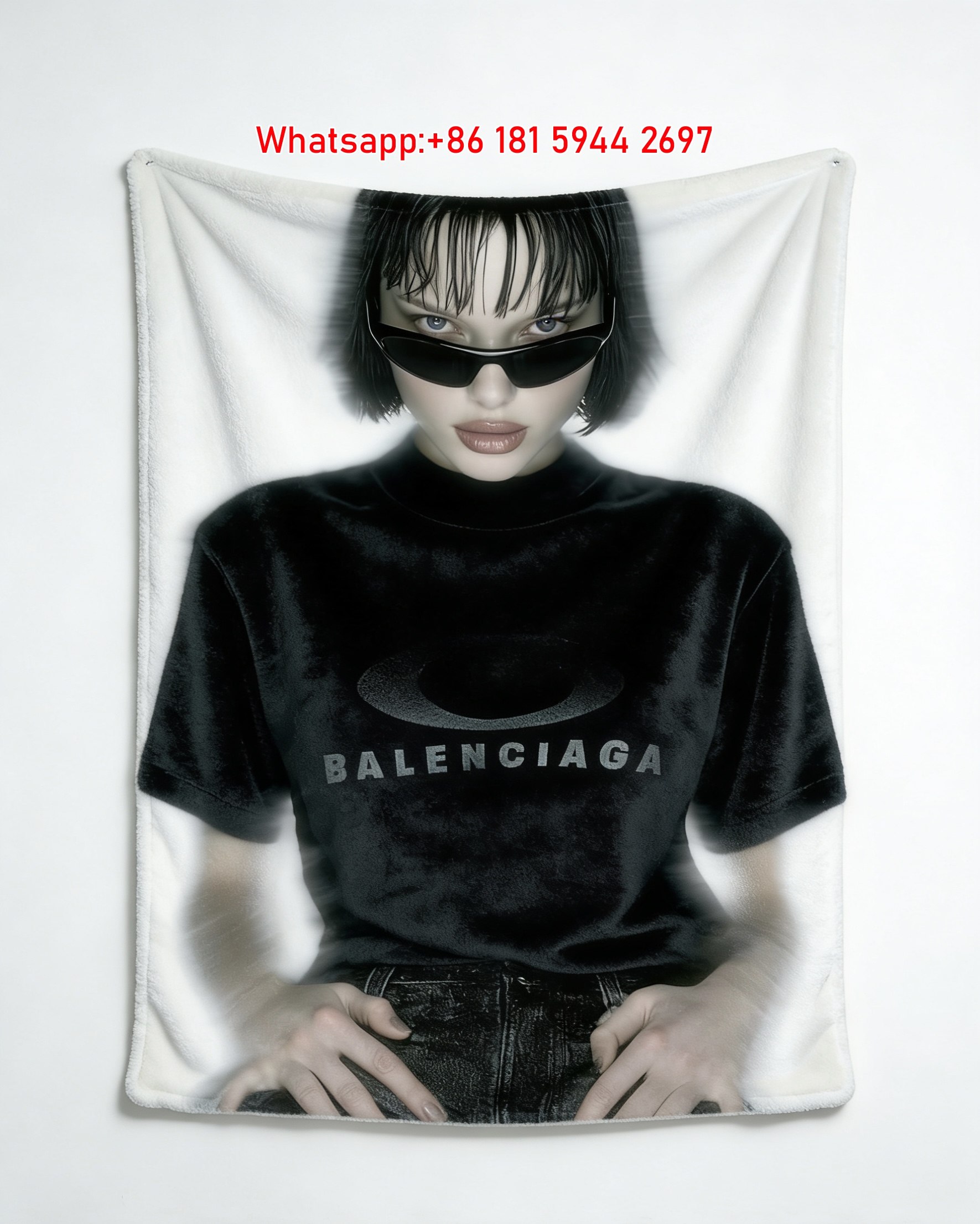 Balenciaga Fashion Print Flannel Fleece Throw Blanket Sofa Cover BA348